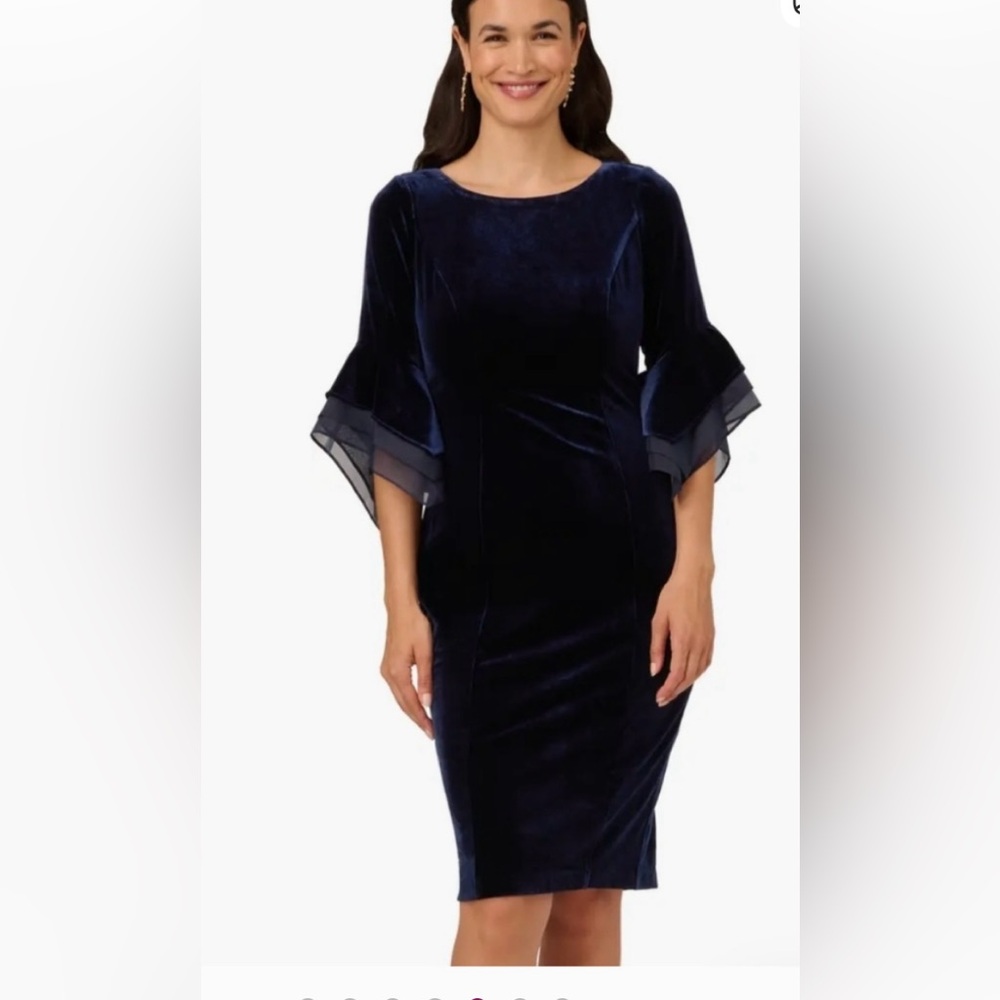 Adrianna Papell Midnight Blue Velvet Dress